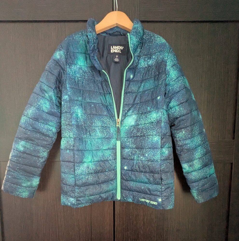 Lands' End Kids Teal and Navy Primaloft Puffer Jacket (sz medium)